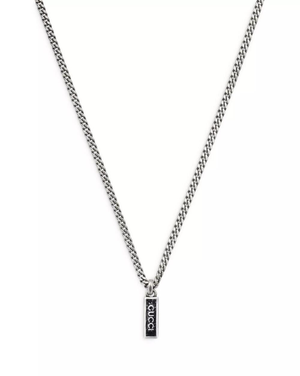 Gucci Enamel Gourmette Dog Tag Pendant Necklace Sterling 925 Silver 678714 NEW